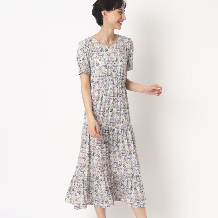 ローラアシュレイ(LAURA ASHLEY)の【洗える】シグリット柄 マットジャージワンピース ミドルワンピース