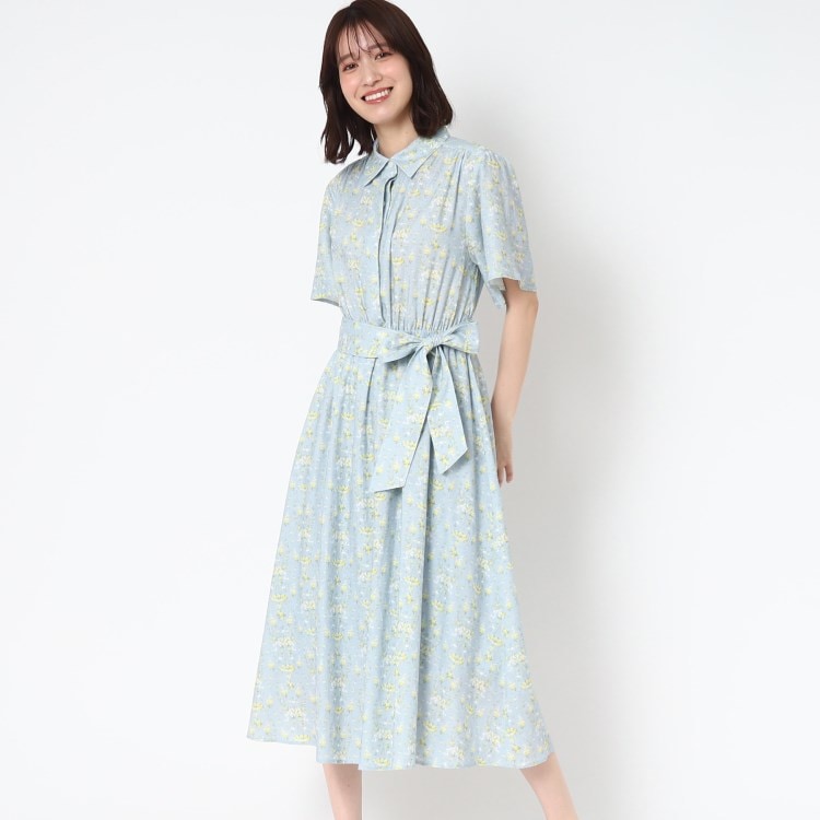 ローラアシュレイ(LAURA ASHLEY)の【洗える/同柄アイテムあり】ミラボー柄　リネン混フレアワンピース マキシ・ロングワンピース