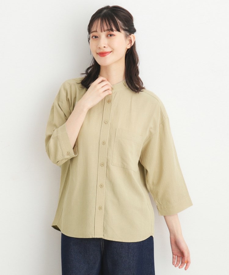 ローラアシュレイ(LAURA ASHLEY)の【7分袖／リネン混／ボウタイ取り外し可／羽織りアイテム】ボウタイシャツ1