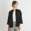 ローラアシュレイ(LAURA ASHLEY)の【7分袖／リネン混／ボウタイ取り外し可／羽織りアイテム】ボウタイシャツ ブラック(019)