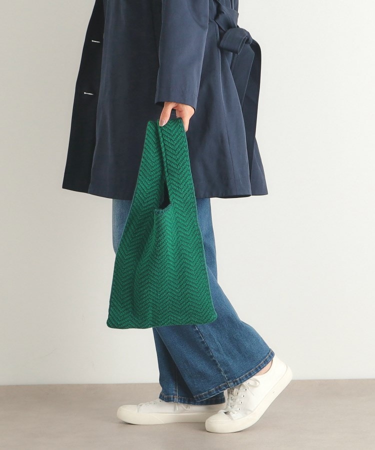 ローラアシュレイ(LAURA ASHLEY)の【横マチあり／3colors】ヘリンボーン ニットバッグ5