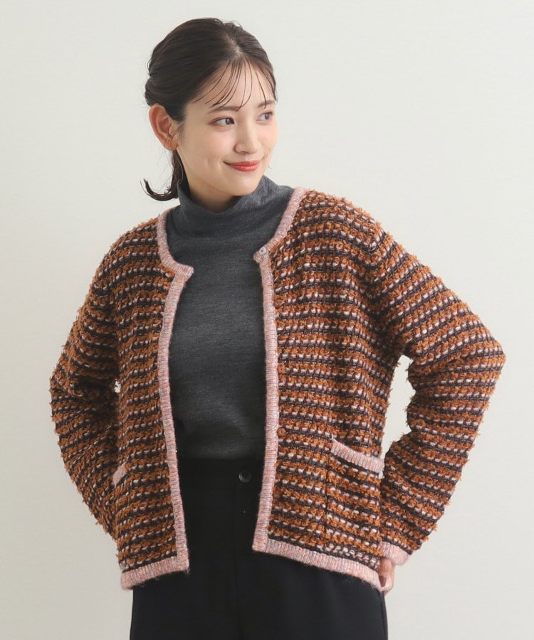 ローラアシュレイ(LAURA ASHLEY)の【3colors／スナップボタン】ツイードカーディガン オーク(035)