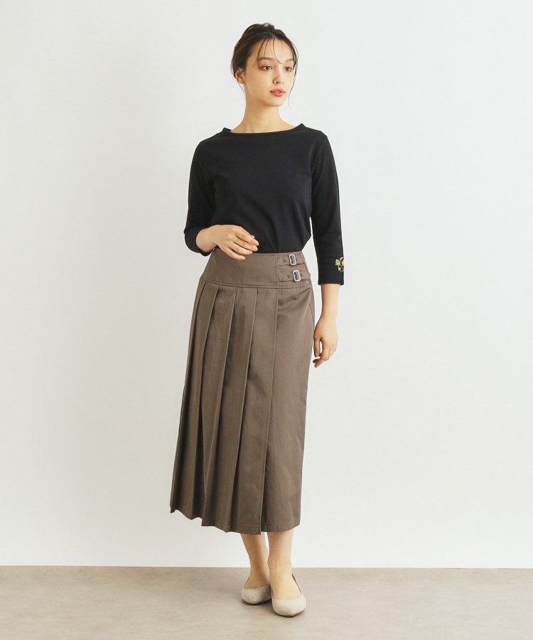 ローラアシュレイ(LAURA ASHLEY)の【コットン混チノ素材】ラッププリーツスカート3