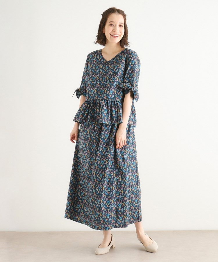 ローラアシュレイ(LAURA ASHLEY)の【洗える／コットン100％／同柄アイテムあり】ウズマ柄袖リボンブラウス2