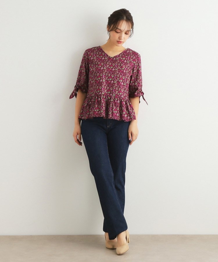 ローラアシュレイ(LAURA ASHLEY)の【洗える／コットン100％／同柄アイテムあり】ウズマ柄袖リボンブラウス7