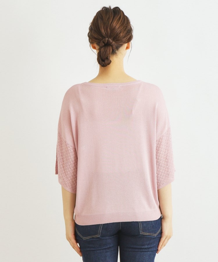 ローラアシュレイ(LAURA ASHLEY)の【ドロップショルダー】透かし編み半袖ニット15