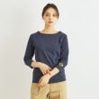 ローラアシュレイ(LAURA ASHLEY)の【コットン100％／袖刺繍】ボートネックカットソー ネイビー(094)