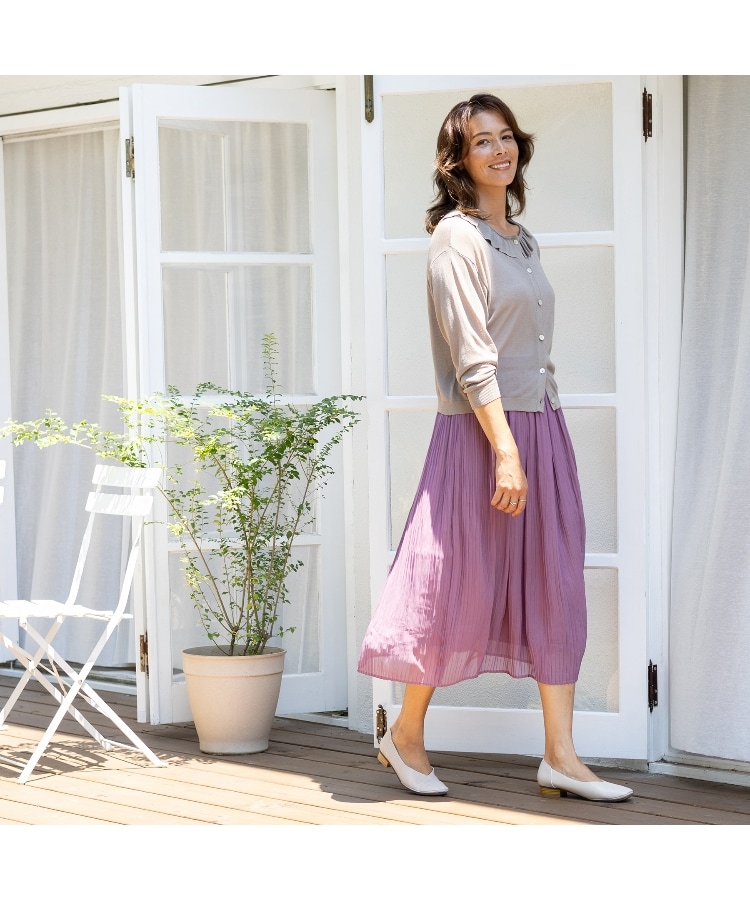 ローラ アシュレイ LAURA ASHLEY 割繊シフォンプリーツスカート