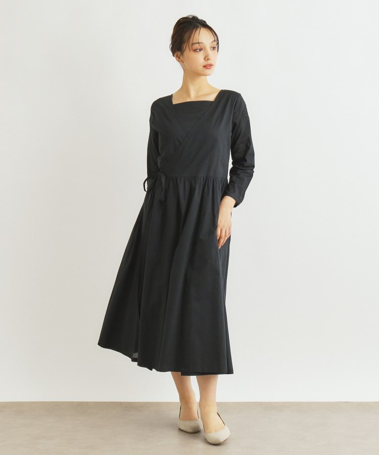 2WAY/刺繍入り/コットン100%】ラップワンピース(マキシ 2WAY/刺繍入り/コットン100%】ラップワンピース(マキシ