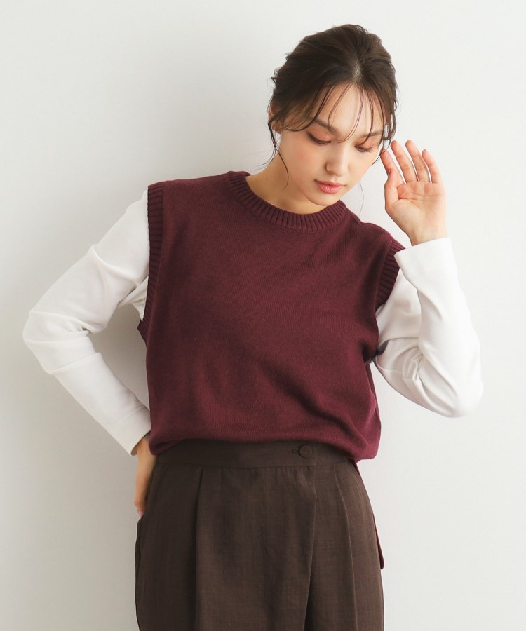 ローラアシュレイ(LAURA ASHLEY)の【洗える/ウール混】ニットベスト ボルドー(064)