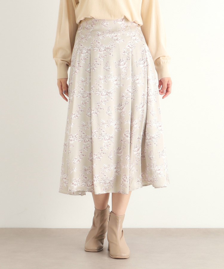 ローラアシュレイ(LAURA ASHLEY)の【ウエストゴム／3colors／同柄アイテムあり】ポリントン ローゼズ柄 サテンスカート1