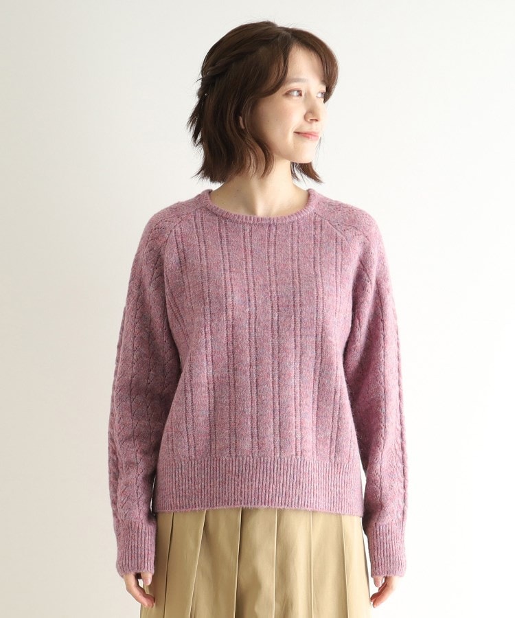 贈る結婚祝い モヘヤ混／透かし編み／4colors】プルオーバーニット（ニット トップス