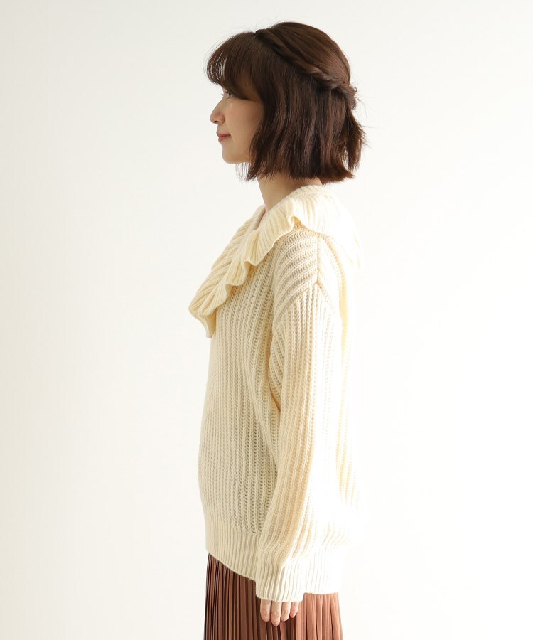 ローラアシュレイ(LAURA ASHLEY)の【ウール混／オーバーサイズ】ラッフルフリル Vネックニット10