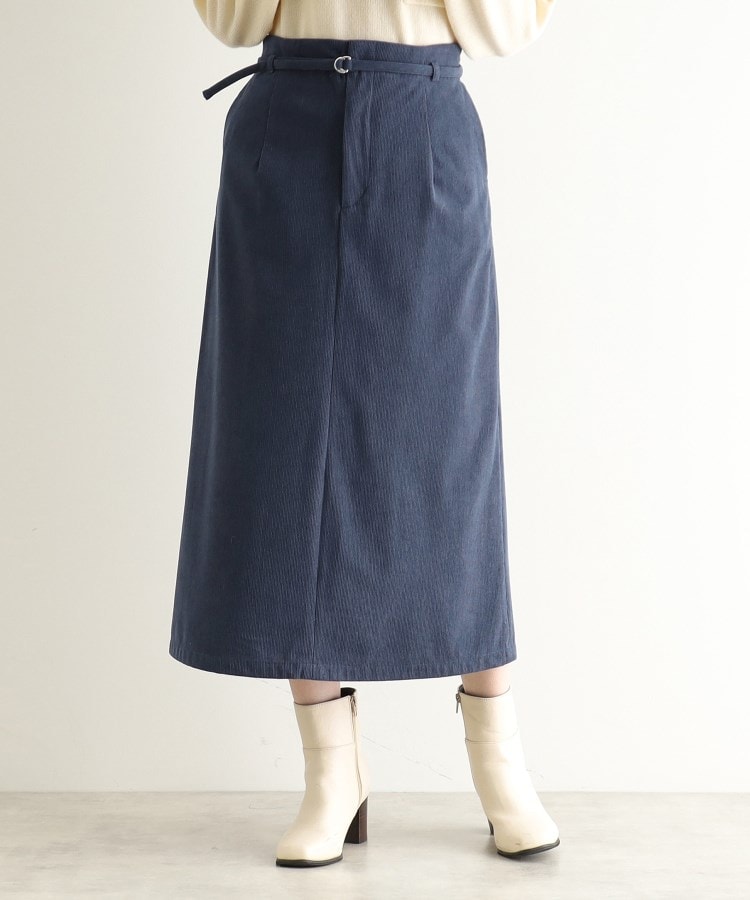 ローラアシュレイ(LAURA ASHLEY)の【ウエストゴム／3colors】コーデュロイ ストレートスカート ネイビー(094)