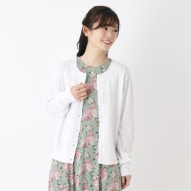 ローラアシュレイ(LAURA ASHLEY)の【洗える/綿100％／Lサイズあり】すかし柄編み ニットカーディガン