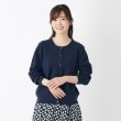 ローラアシュレイ(LAURA ASHLEY)の【洗える/綿100％／Lサイズあり】すかし柄編み ニットカーディガン ブルー(092)