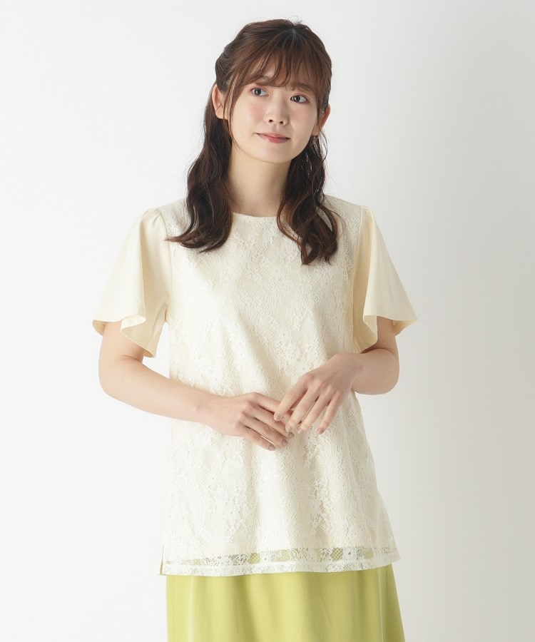 ローラアシュレイ(LAURA ASHLEY)の【身頃綿100％/洗える】フロントレースTシャツ1