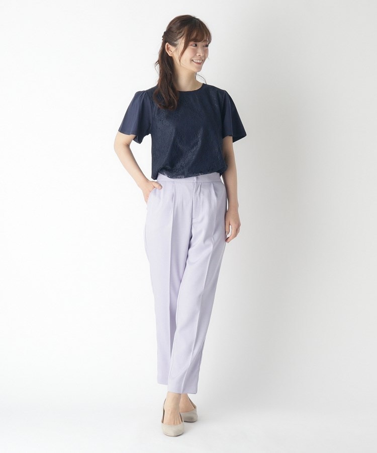 身頃綿100%/洗える】フロントレースTシャツ(カットソー 身頃綿100%/洗える】フロントレースTシャツ(カットソー