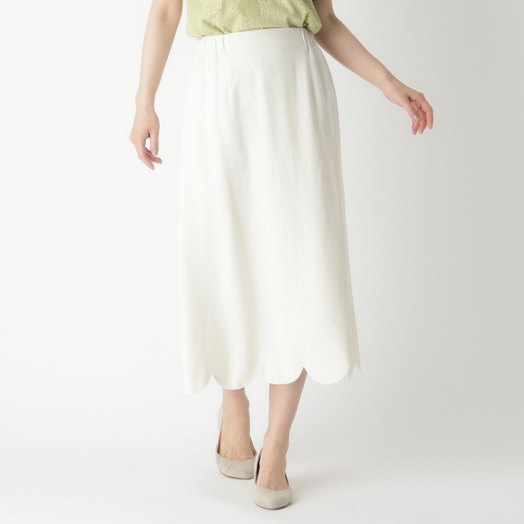 ローラアシュレイ(LAURA ASHLEY)のコットンスカラップスカート ミモレスカート