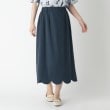 ローラアシュレイ(LAURA ASHLEY)の【洗える/麻混】スカラップスカート ネイビー(094)