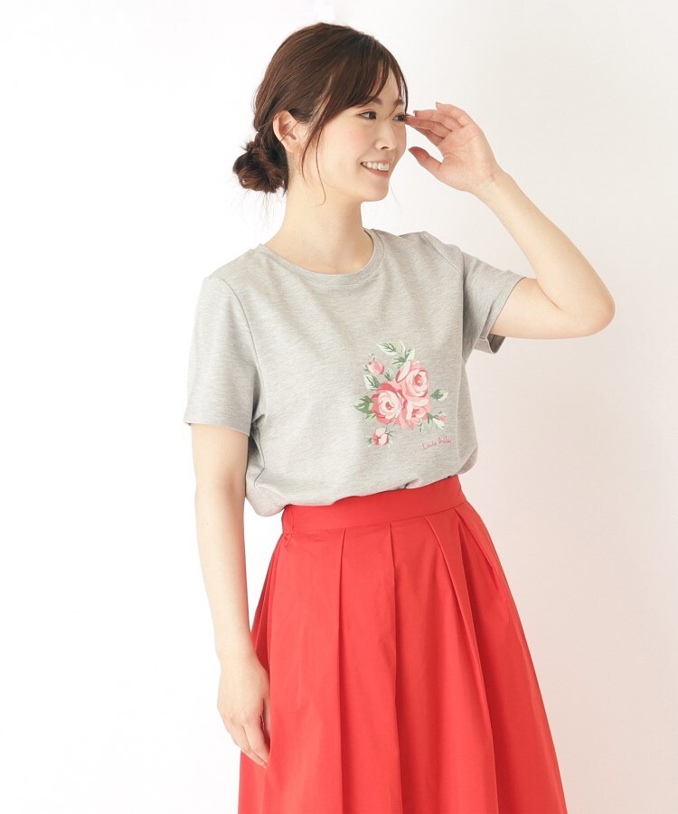 ローラアシュレイ(LAURA ASHLEY)の【大人気！接触冷感/4color/Lサイズあり】バンバリー柄 プリントTシャツ グレー(012)