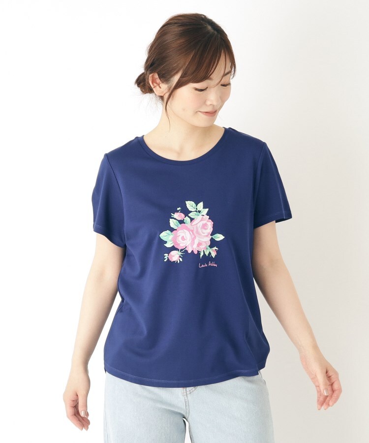 ローラアシュレイ(LAURA ASHLEY)の【大人気！接触冷感/4color/Lサイズあり】バンバリー柄 プリントTシャツ ブルー(092)