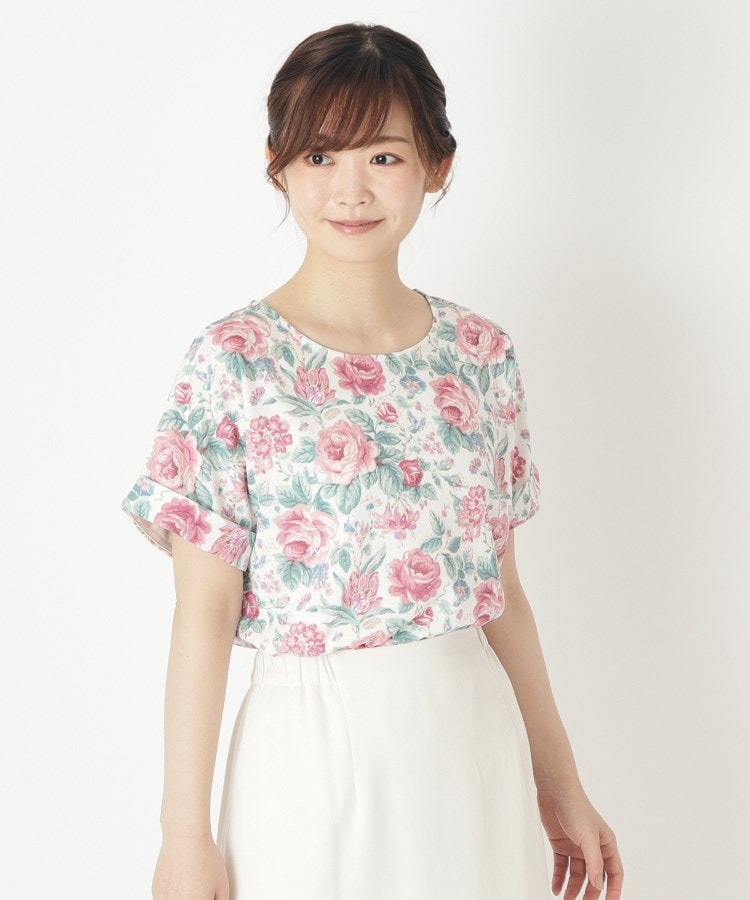 ローラアシュレイ(LAURA ASHLEY)の【母の日GIFTおすすめ】ワイルド ローズ柄Tシャツ ホワイト(101)