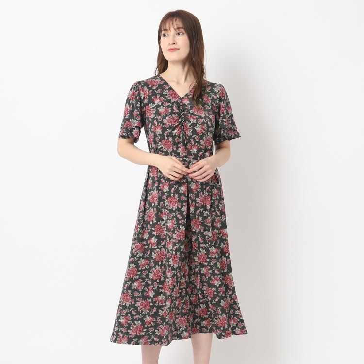 ローラアシュレイ(LAURA ASHLEY)の【洗える／ジャージ素材／同柄アイテムあり】バンバリー柄ワンピース ミドルワンピース