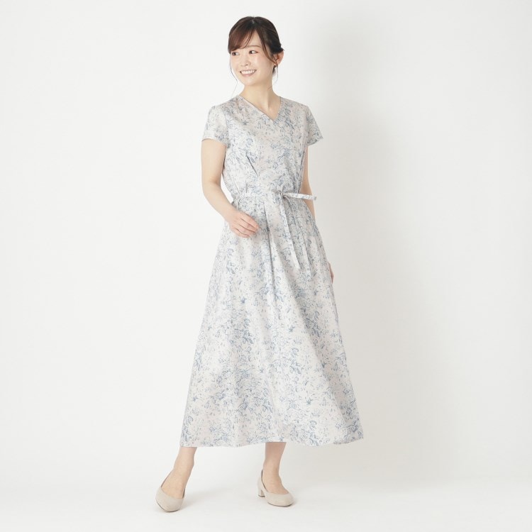 ローラアシュレイ(LAURA ASHLEY)の【コットン100％/洗える】ヘレッド ブルームス柄ワンピース マキシ・ロングワンピース