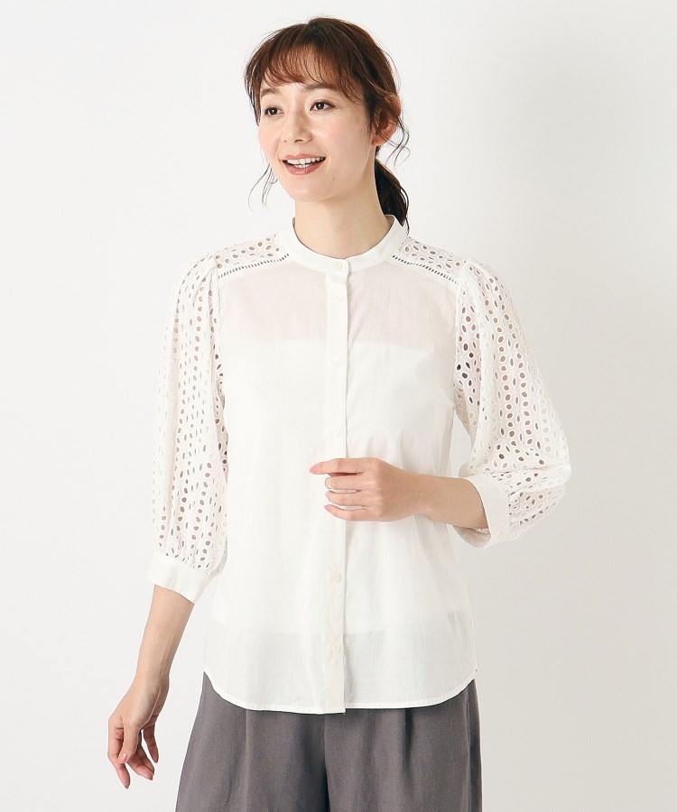ローラアシュレイ(LAURA ASHLEY)の【コットン100％／羽織りアイテム】レーススリーブブラウス9
