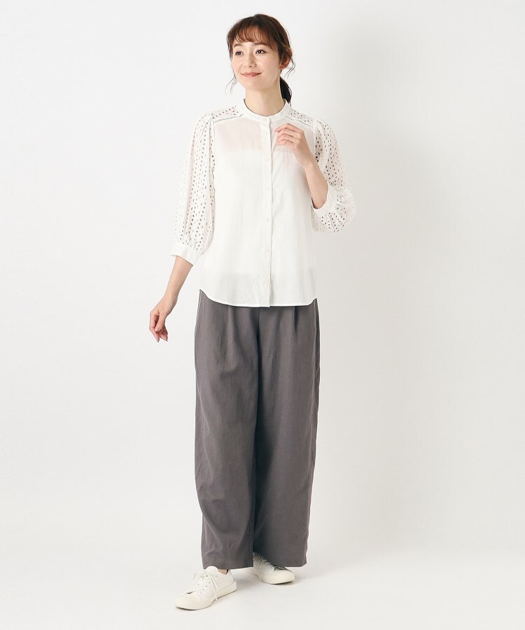 ローラアシュレイ(LAURA ASHLEY)の【コットン100％／羽織りアイテム】レーススリーブブラウス10