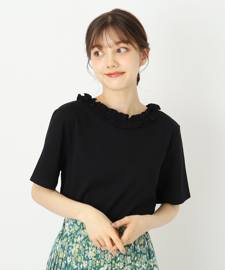 ローラアシュレイ(LAURA ASHLEY)の【2WAY/日本製/6color/WEB限定カラー追加/コットン100％】フリルカラーTシャツ ブラック(019)