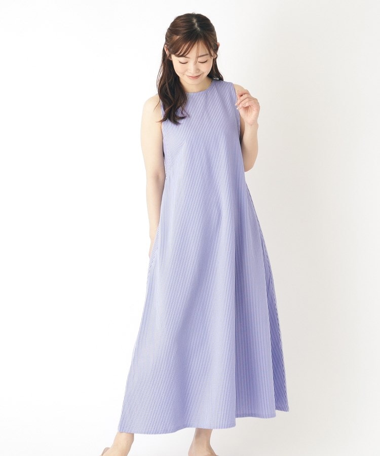 ローラアシュレイ(LAURA ASHLEY)の【2WAY／サッカー素材】バックボタンワンピース ブルー(394)