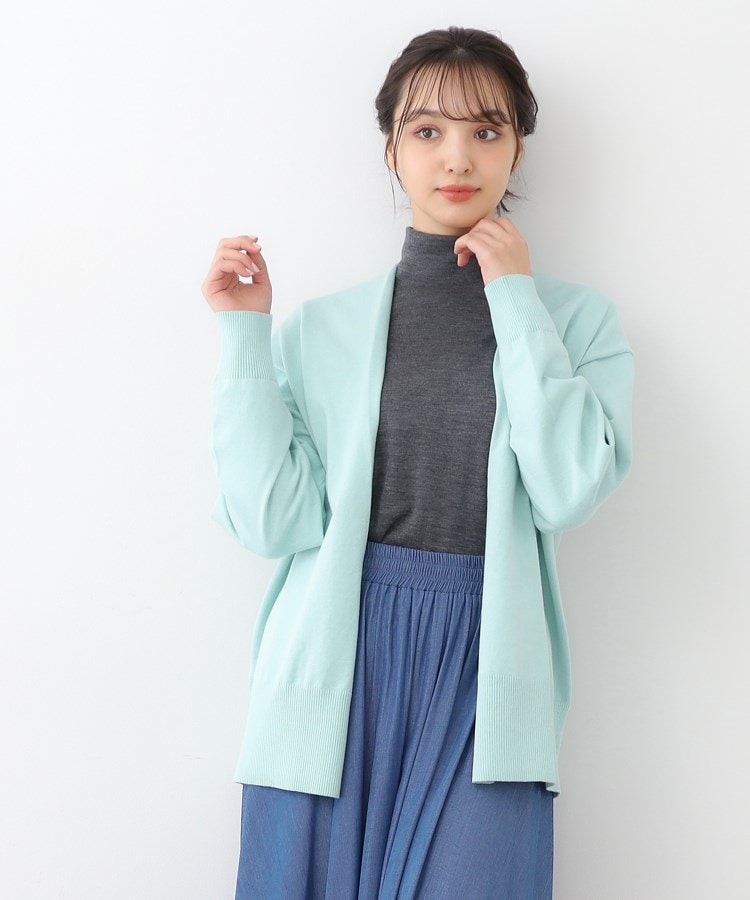 ローラアシュレイ(LAURA ASHLEY)の【ミドル丈】コットンカシミヤ カーディガン ミントグリーン(021)