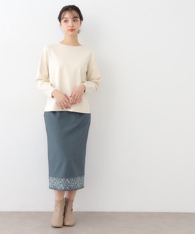 裾刺繍ストレートスカート（ミモレスカート） | LAURA ASHLEY