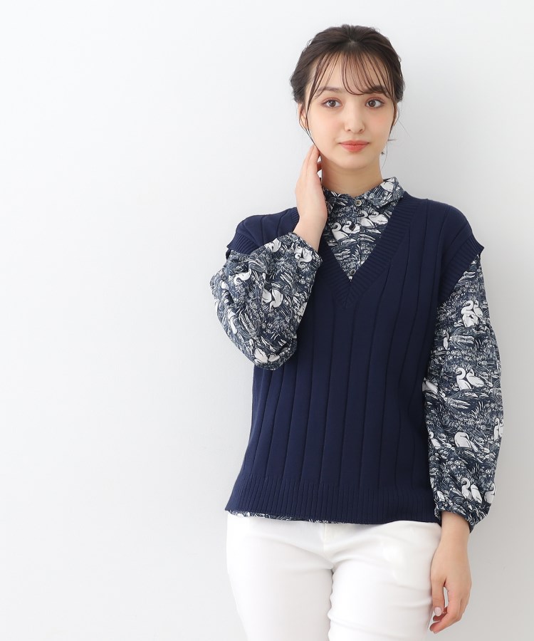 太リブ編みVネックベスト(ベスト) | LAURA ASHLEY(ローラ 太リブ編みVネックベスト(ベスト) | LAURA ASHLEY(ローラ
