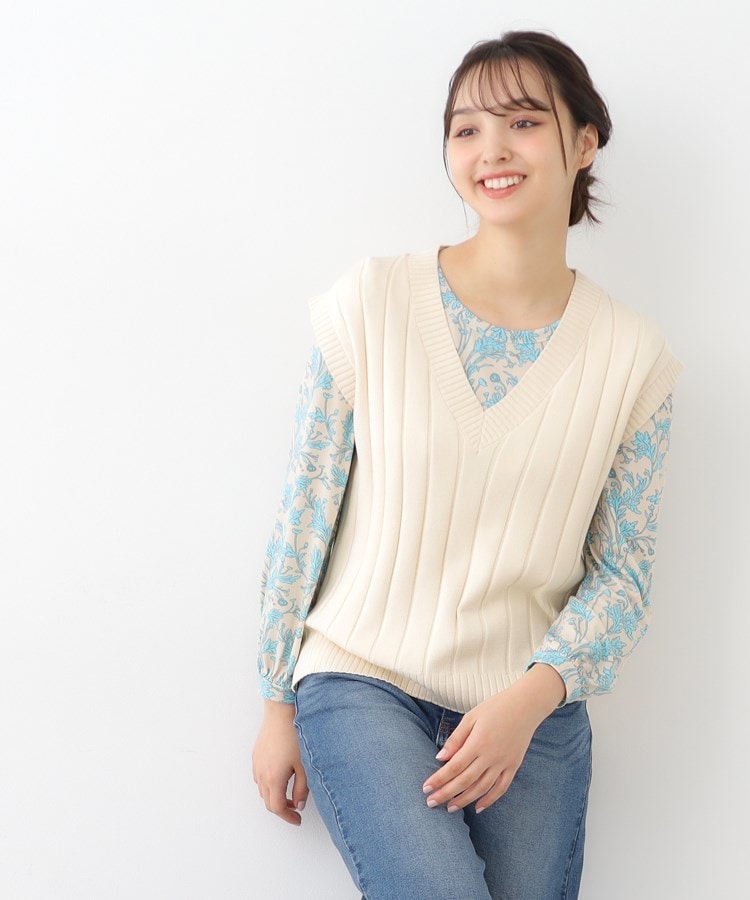 太リブ編みVネックベスト(ベスト) | LAURA ASHLEY(ローラ 太リブ編みVネックベスト(ベスト) | LAURA ASHLEY(ローラ