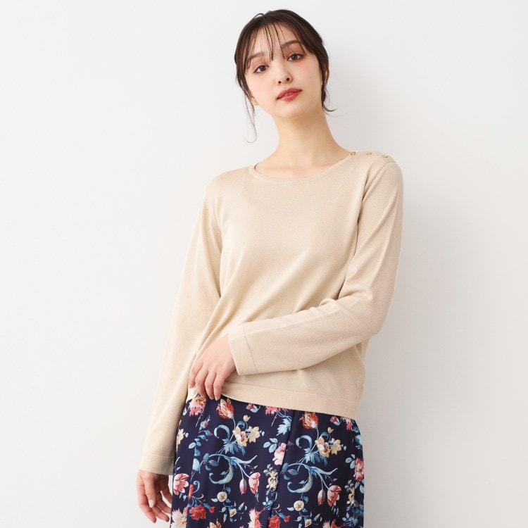 ローラアシュレイ(LAURA ASHLEY)の【天竺編み】肩ボタン ラメニット ニット/セーター