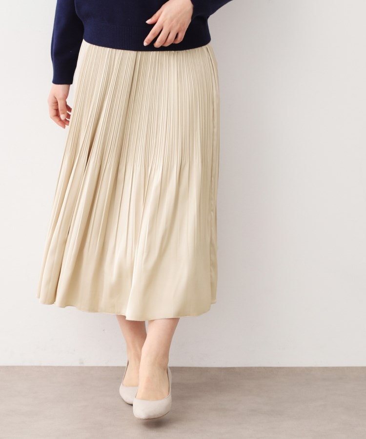 ローラアシュレイ(LAURA ASHLEY)の【人気デザインカラー追加！】サテン消しプリーツスカート ライトグレー(011)