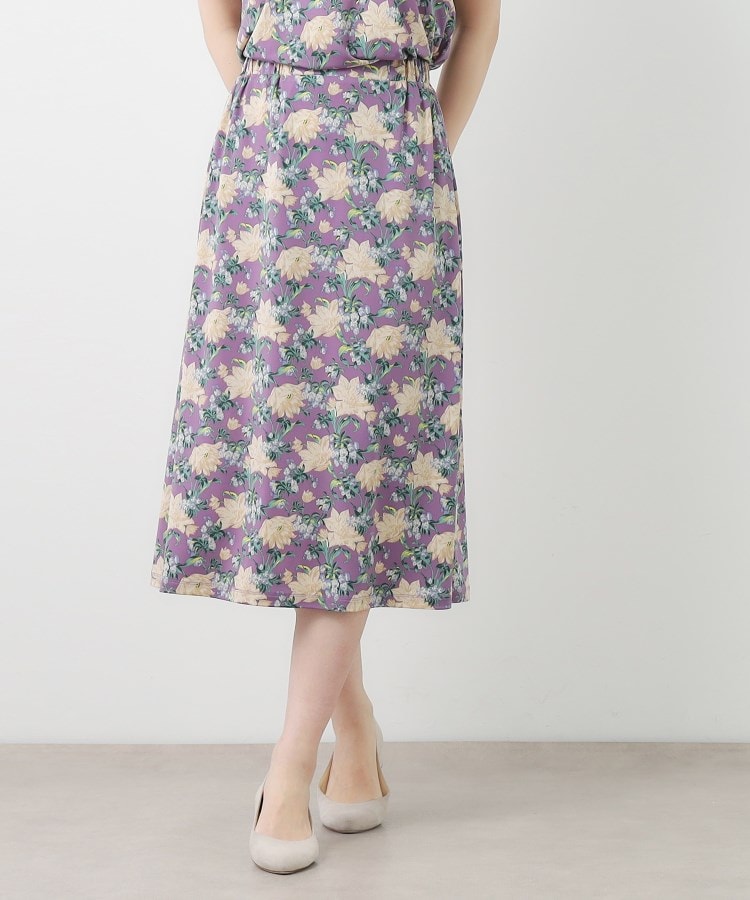 ローラアシュレイ(LAURA ASHLEY)の【洗える／ジャージ素材／同柄アイテムあり】シャーボーン柄スカート パープル(182)