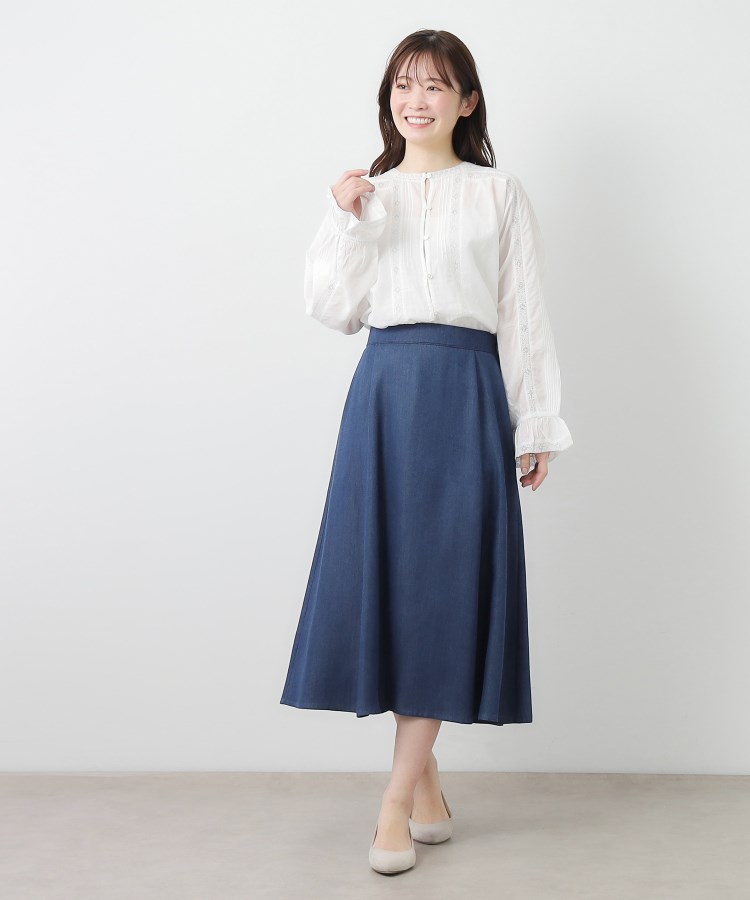 ローラアシュレイ(LAURA ASHLEY)の【脇ファスナーあり／ウエストゴム】セルロース デニムスカート7