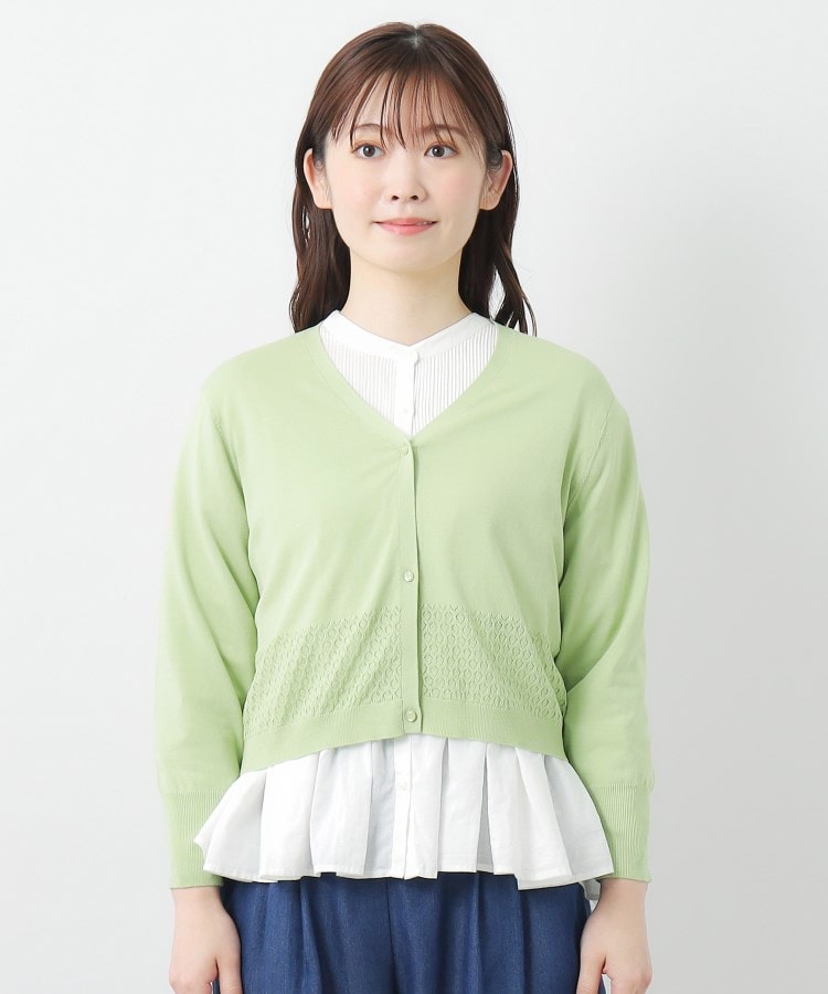 ローラアシュレイ(LAURA ASHLEY)の【コットンシルク混／7分袖】透かし編みVネックカーディガン13