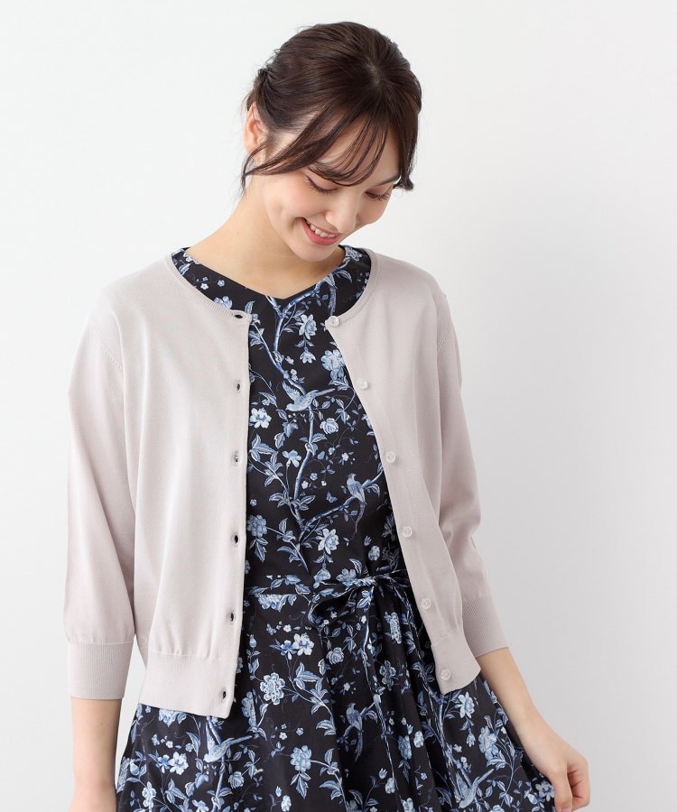 ローラアシュレイ(LAURA ASHLEY)の【接触冷感/UVカット/装飾クリアボタン】 ベーシックカーディガン ライトグレー(010)