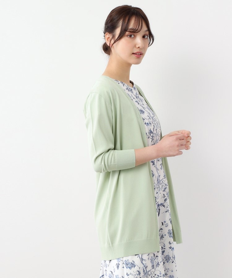 ローラアシュレイ(LAURA ASHLEY)の【UVカット/接触冷感/アイレット入り／ミドル丈】トッパーカーディガン グリーン(022)