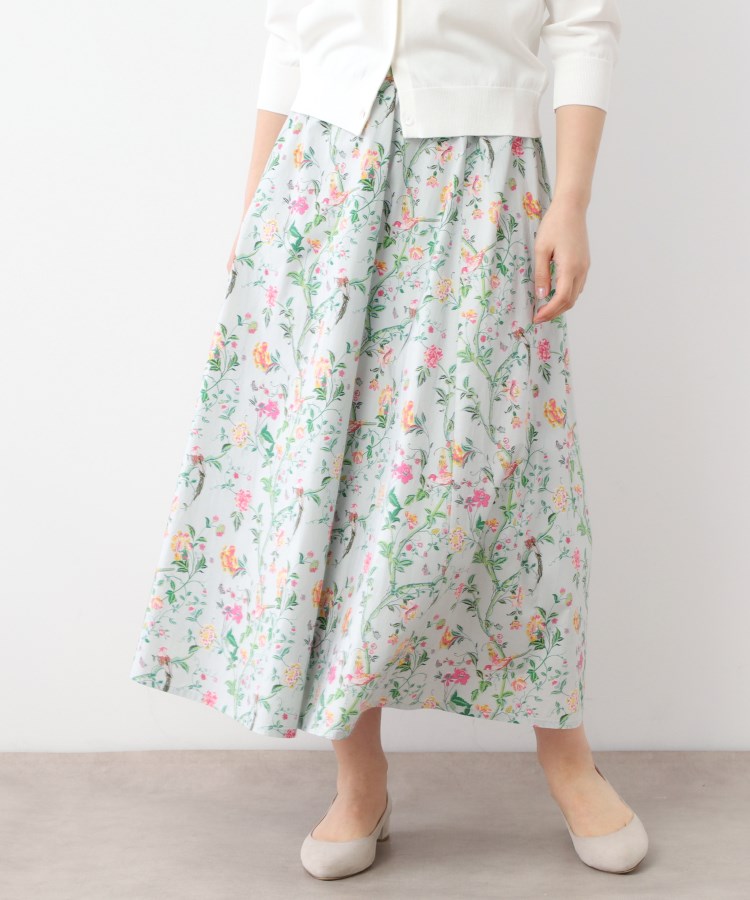 ローラアシュレイ(LAURA ASHLEY)の【コットン100％／ウエストゴム／タックあり】サマーパレス柄 タイプライタースカート9