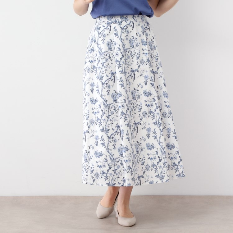 ローラアシュレイ(LAURA ASHLEY)の【コットン100％／ウエストゴム／タックあり】サマーパレス柄 タイプライタースカート マキシ・ロングスカート