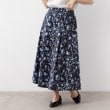 ローラアシュレイ(LAURA ASHLEY)の【コットン100％／ウエストゴム／タックあり】サマーパレス柄 タイプライタースカート ネイビー(194)