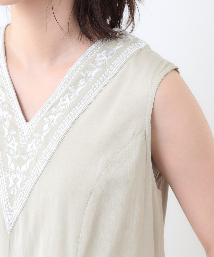 コットン100%/インド綿/刺繍入り】Vネックワンピース(マキシ コットン100%/インド綿/刺繍入り】Vネックワンピース(マキシ