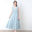 ローラアシュレイ(LAURA ASHLEY)の【コットン100％／インド綿／刺繍入り】Vネックワンピース ライトブルー(021)