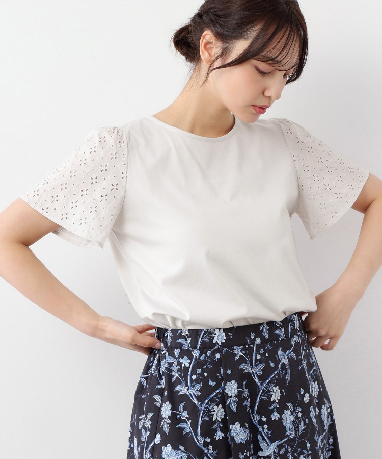 ローラアシュレイ(LAURA ASHLEY)の【洗える／コットン100％/日本製／袖レース】デザインTシャツ9
